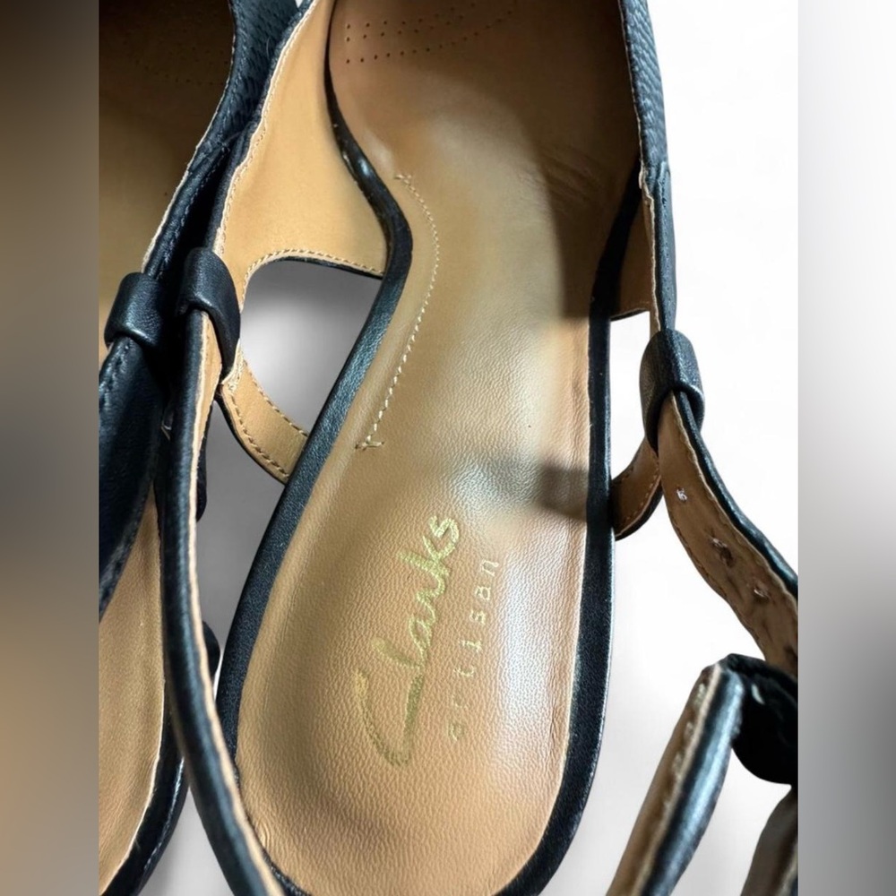Clarks Black Snake Print Slingback Heels Pointed Toe Kitten Heel Comfort 9 - Picture 6 of 9